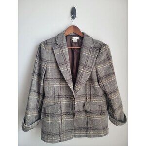 VINTAGE Barry Bricken Wool Plaid Blazer Cropped Fitted Size 12